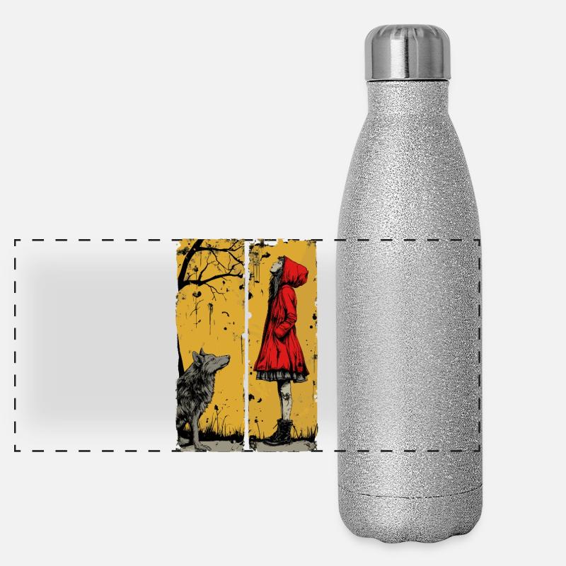 Rotkäppchen und der Wolf Panorama Glitzer Isolierflasche 500 ml