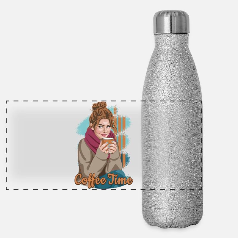 L’heure du café Gourde isotherme panoramique pailletée 500 ml