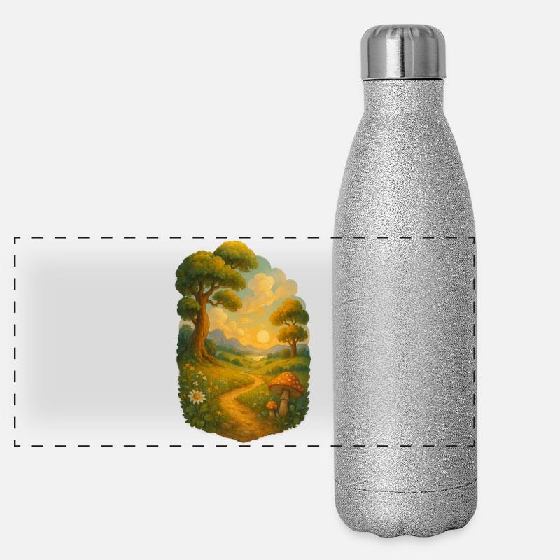 Sentier de contes de fées au soleil Gourde isotherme panoramique pailletée 500 ml