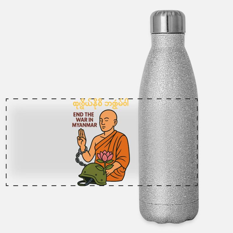 Paix pour le Myanmar Gourde isotherme panoramique pailletée 500 ml
