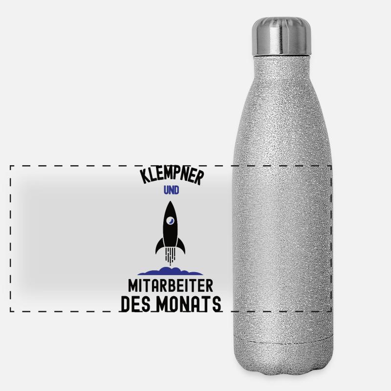 Mitarbeiter des Monats Klempner Bester Mann Danke Panorama Glitzer Isolierflasche 500 ml