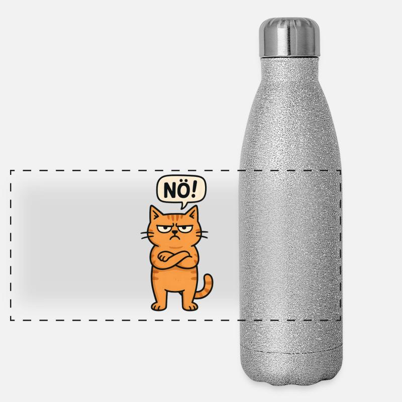Nö Einfach Nö No Nein Katze Kater Lustig Spruch Panorama Glitzer Isolierflasche 500 ml