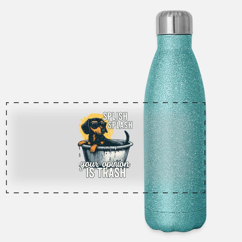 L’avis de Splish Splash est un teckel poubelle Gourde isotherme panoramique pailletée 500 ml