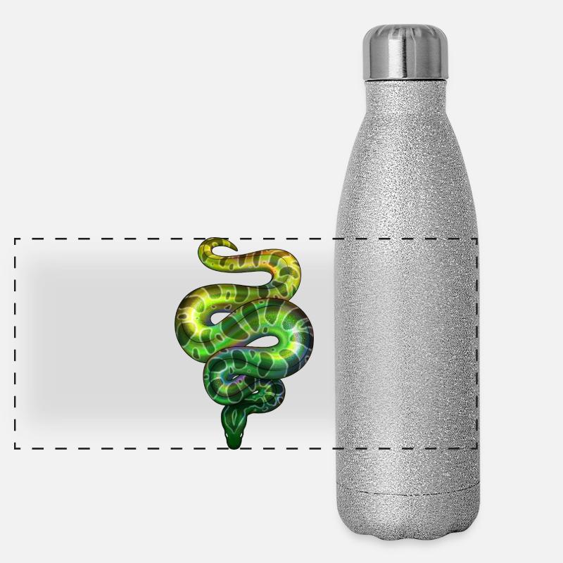 Neon Schlange Grün Panorama Glitzer Isolierflasche 500 ml
