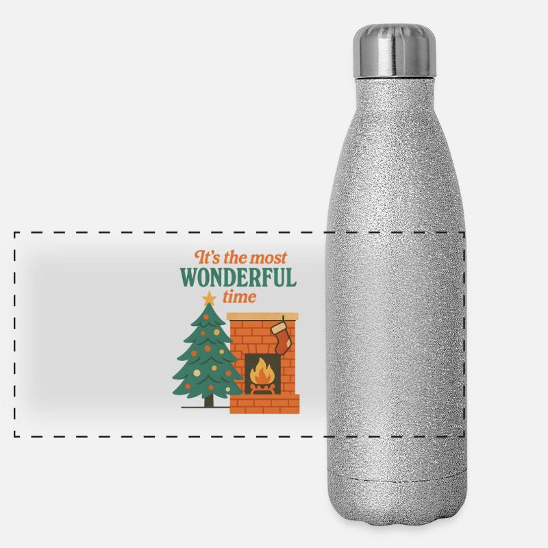 Weihnachten Most Wonderful Time Panorama Glitzer Isolierflasche 500 ml