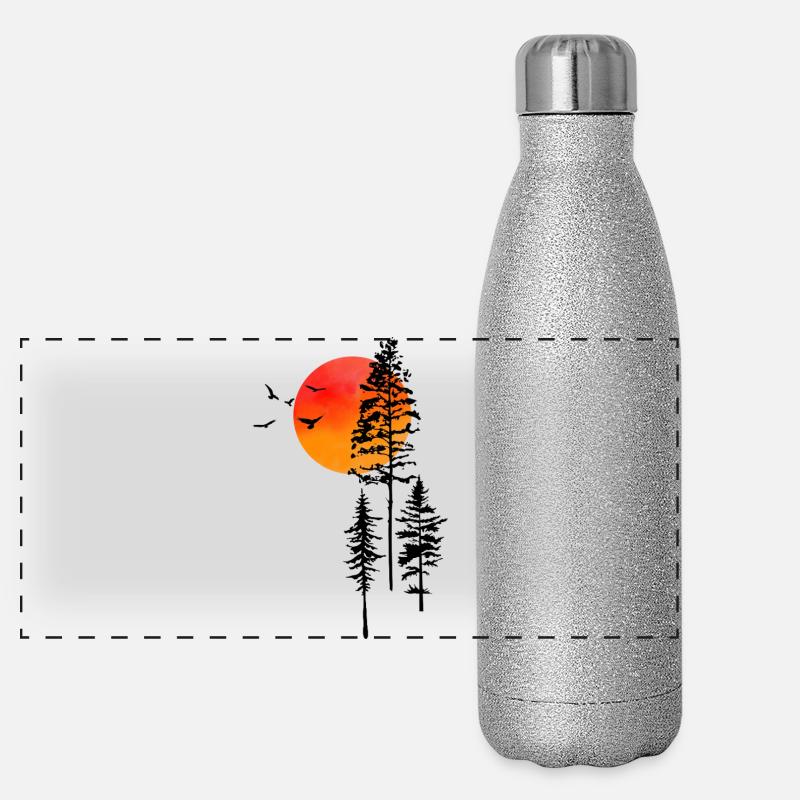 Sunrise and forest Panoramic Glitter Thermal Bottle 500 ml