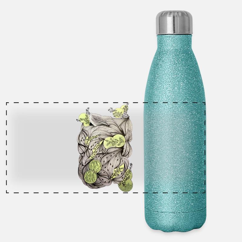 Leaf roots with green accents Panoramic Glitter Thermal Bottle 500 ml