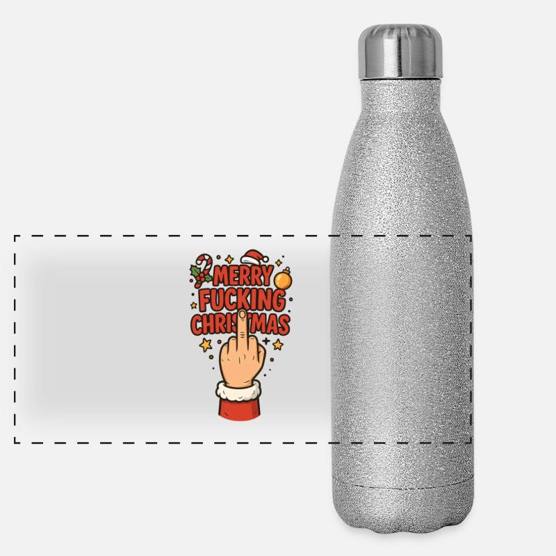Doigt d’honneur Joyeux Noël Gourde isotherme panoramique pailletée 500 ml