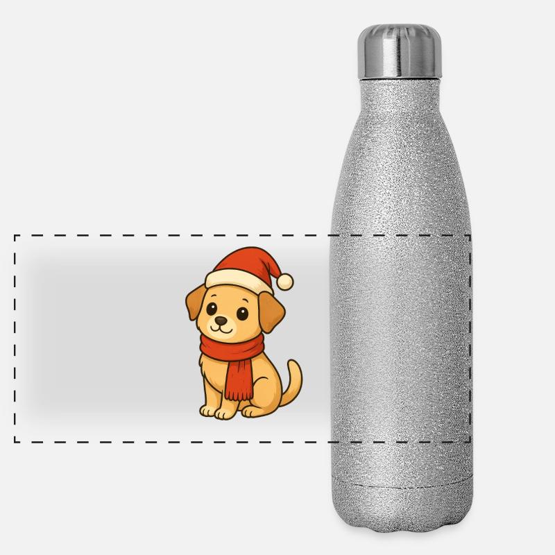 Weihnachtsheld Hund Panorama Glitzer Isolierflasche 500 ml