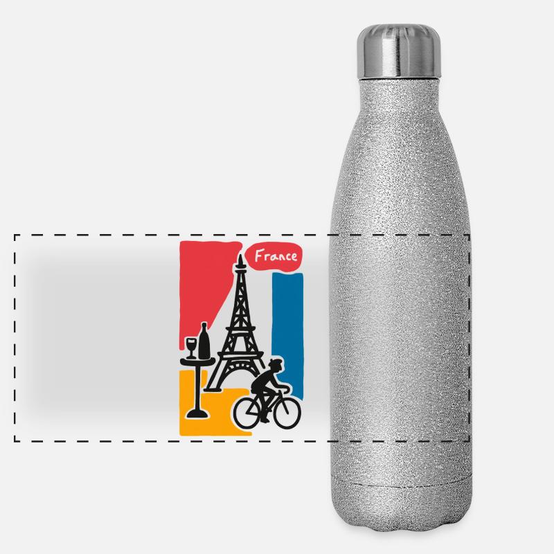 France Graphic: Eiffel Tower and Bicycle Panoramic Glitter Thermal Bottle 500 ml