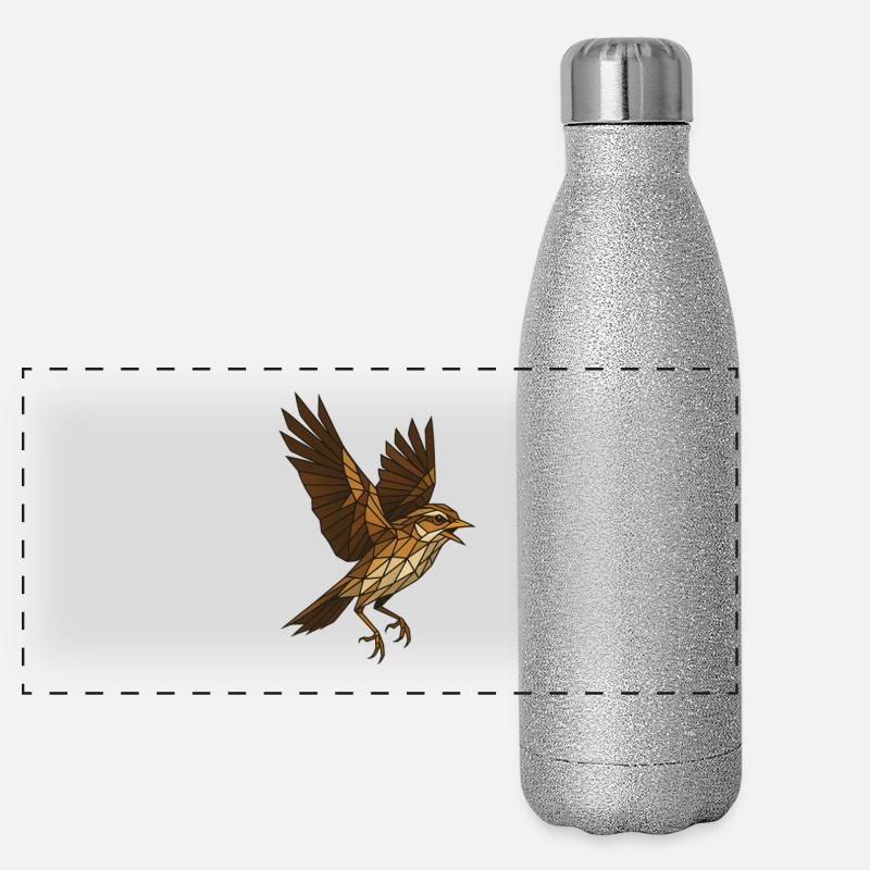 Oiseau géométrique en brun Gourde isotherme panoramique pailletée 500 ml