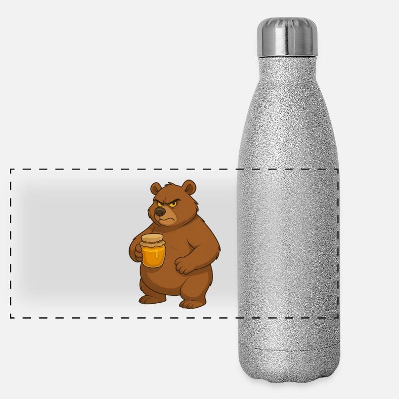 Grumpy Bear Logo T-Shirt mit einem Honigglas Panorama Glitzer Isolierflasche 500 ml