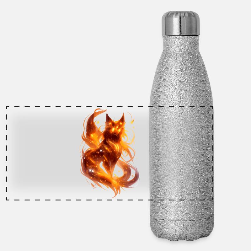 Feuerfuchs im Sternenfluss Panorama Glitzer Isolierflasche 500 ml