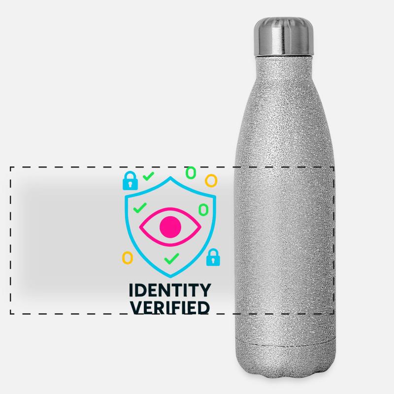Identité vérifiée, bouclier cyber inviolable  Gourde isotherme panoramique pailletée 500 ml