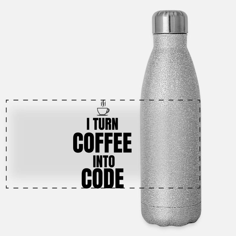 Ich verwandle Kaffee in Code Panorama Glitzer Isolierflasche 500 ml