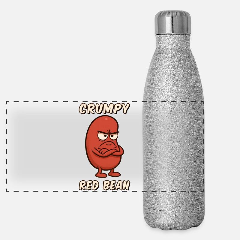 Grim Red Bean Figurine - Panoramic Glitter Thermal Bottle 500 ml - silver glitter