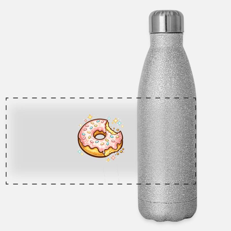 Zuckerrosa Donut mit Sprinkles Funkeln Panorama Glitzer Isolierflasche 500 ml