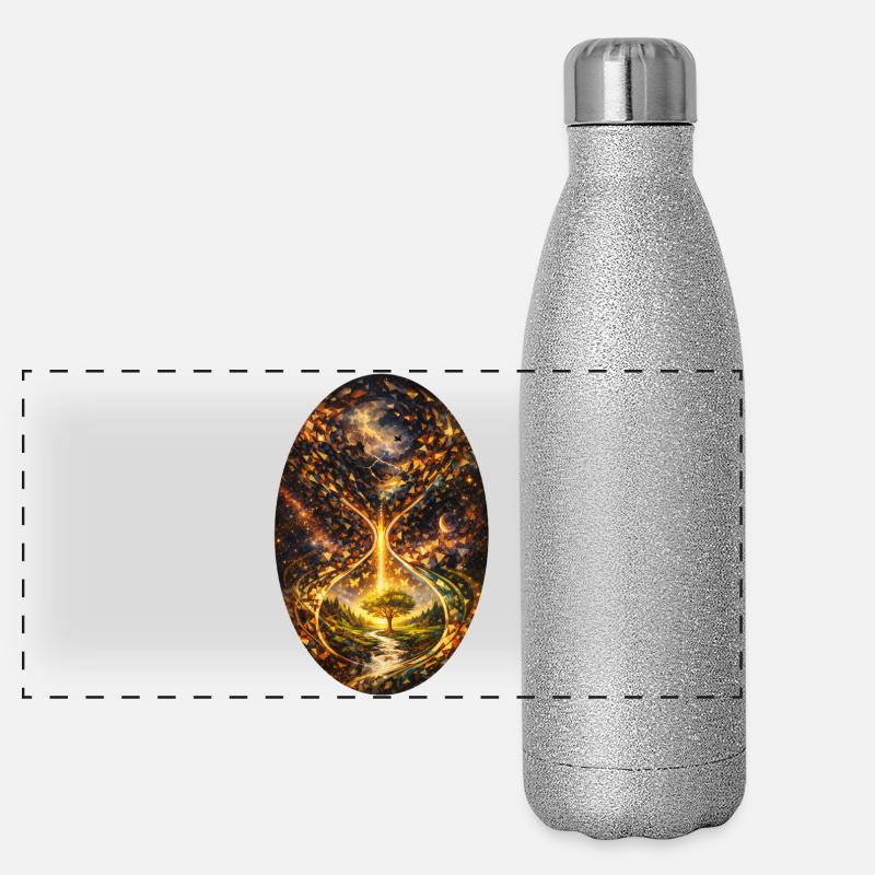 Zeitbaum Kosmos Lichtpfad Panorama Glitzer Isolierflasche 500 ml