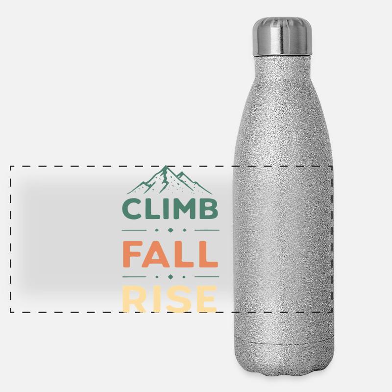 Climb Fall Rise Mountain Panorama Glitzer Isolierflasche 500 ml