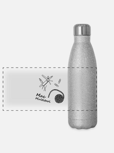 Mac multitool penknife paperclip Handyman - Gourde isotherme panoramique pailletée 500 ml - paillettes argentées - Devant