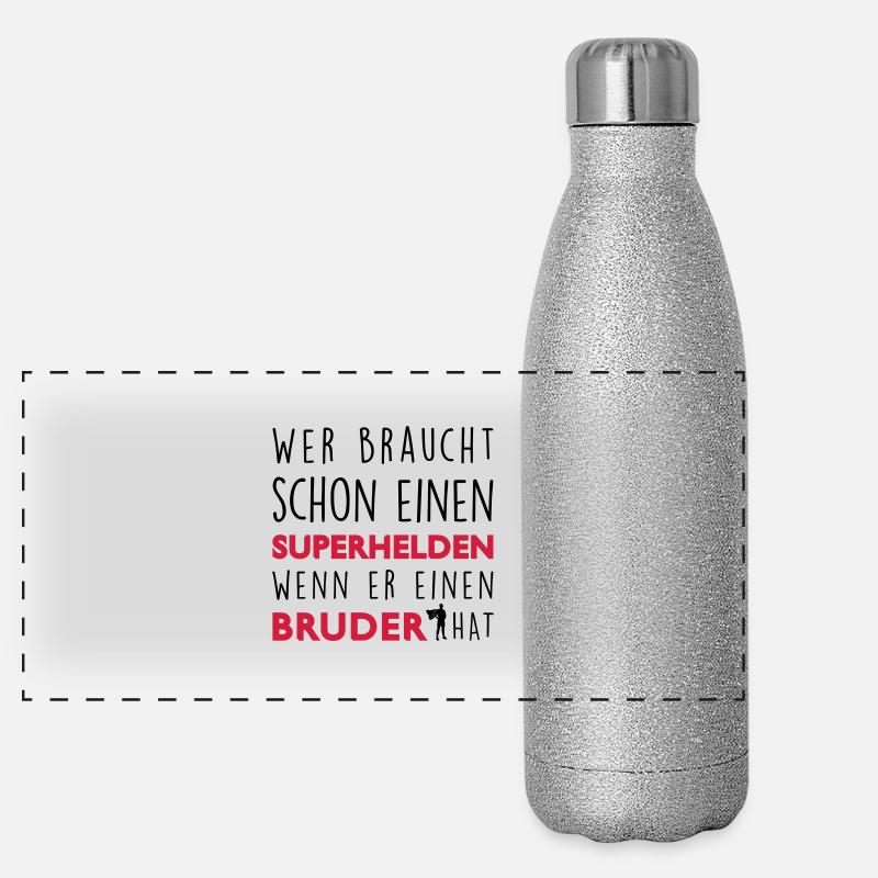 Mein Bruder - Superheld Panorama Glitzer Isolierflasche 500 ml