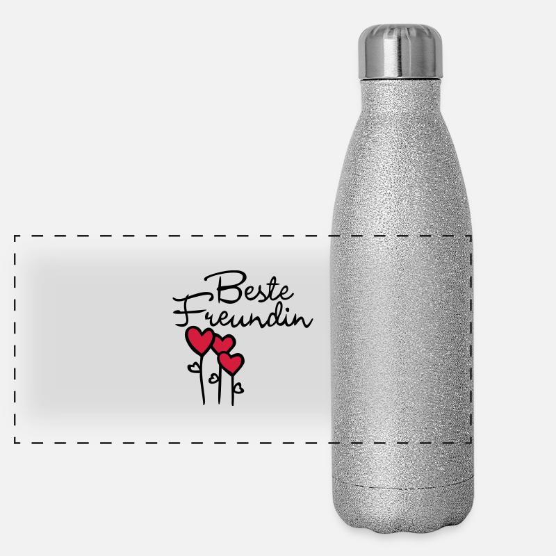 BESTE FREUNDIN mit Herz Panorama Glitzer Isolierflasche 500 ml