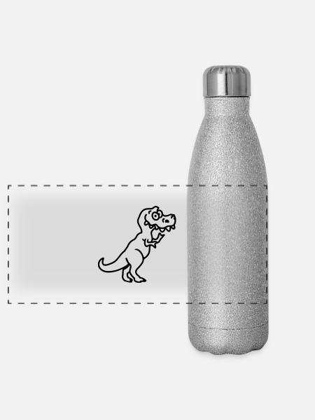 Tyrannosaurus Rex - ligne - Gourde isotherme panoramique pailletée 500 ml - paillettes argentées - Devant