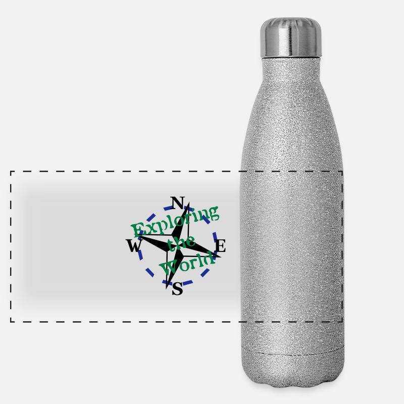 Compass - Explorer le monde - Vector 3 Couleur - Gourde isotherme panoramique pailletée 500 ml - paillettes argentées