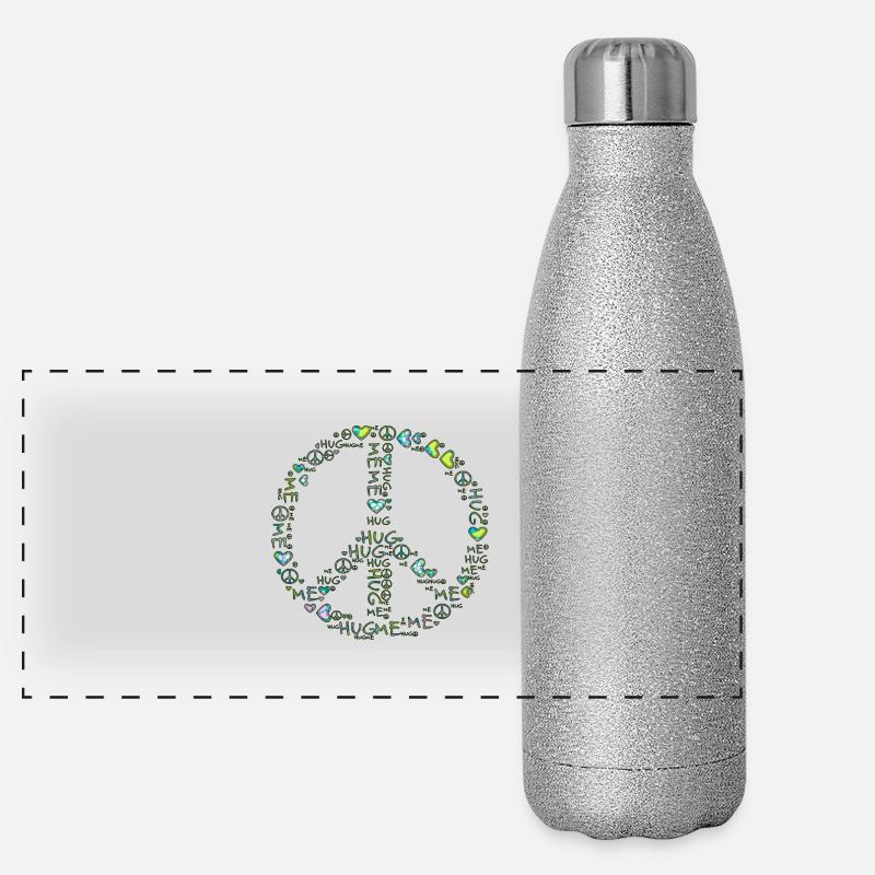 hug me - peace Panorama Glitzer Isolierflasche 500 ml