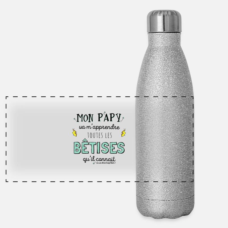 Bêtise papy Gourde isotherme panoramique pailletée 500 ml