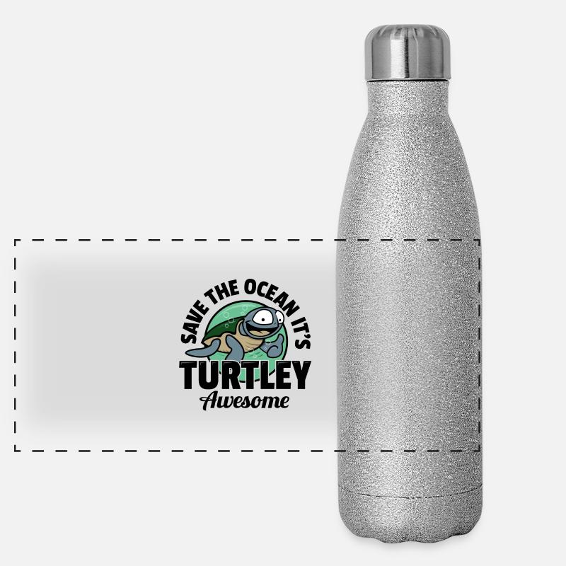 Save The Ocean It's Turtley Awesome - Sea Turtle Panoramic Glitter Thermal Bottle 500 ml