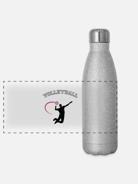 volleyball - Panoramic Glitter Thermal Bottle 500 ml - silver glitter - Front