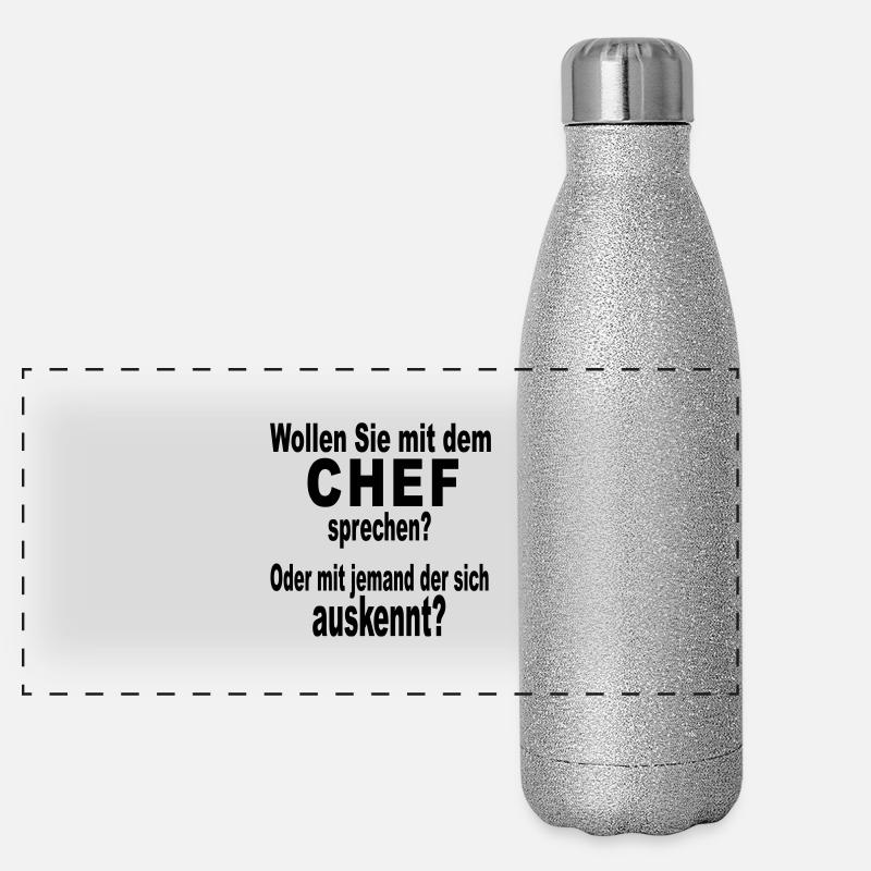 Chef Boss Bürohumor Panorama Glitzer Isolierflasche 500 ml