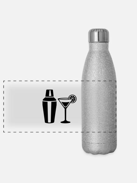 Cocktail - Panorama Glitzer Isolierflasche 500 ml - Silber Glitzer - Vorne
