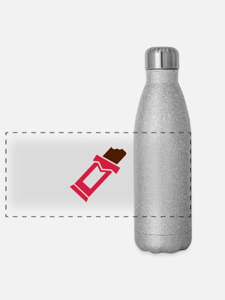 Chocolate bar - Panoramic Glitter Thermal Bottle 500 ml - silver glitter - Front