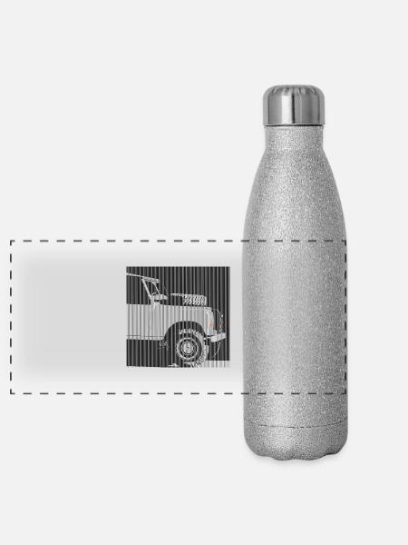 Verteidiger - Panorama Glitzer Isolierflasche 500 ml - Silber Glitzer - Vorne