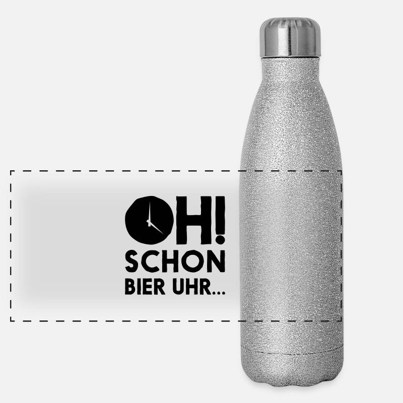 OH schon Bier Uhr... Panorama Glitzer Isolierflasche 500 ml