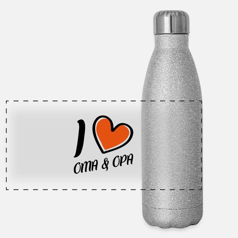 i love oma und opa Panorama Glitzer Isolierflasche 500 ml