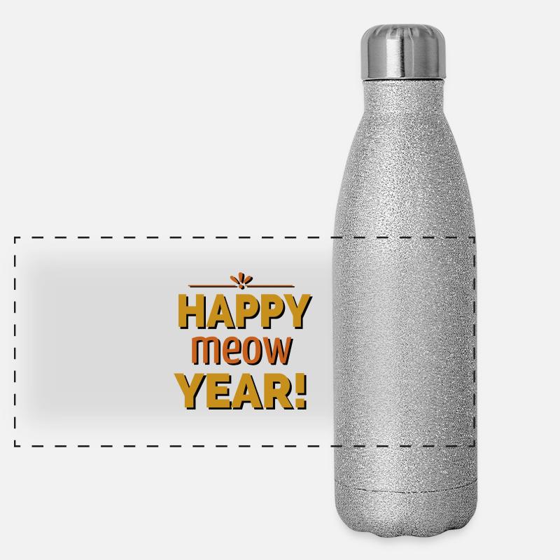 Frohes neues Jahr! Panorama Glitzer Isolierflasche 500 ml