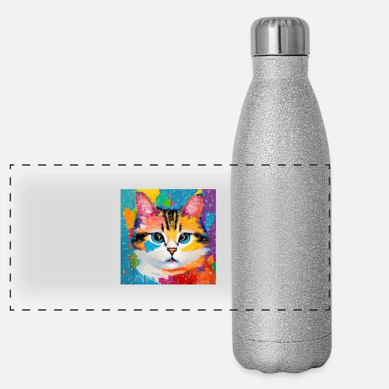 Cat Domestic Cat Oil Painting Panoramic Glitter Thermal Bottle 500 ml