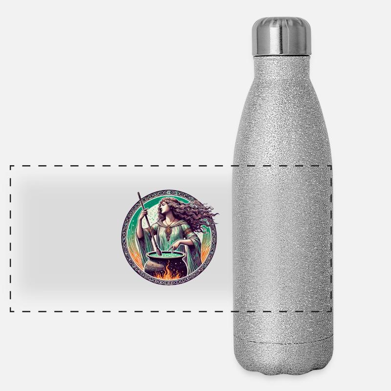 Vintage Hexe Panorama Glitzer Isolierflasche 500 ml
