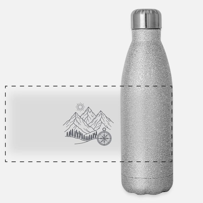 Berglandschaft Kompass Panorama Glitzer Isolierflasche 500 ml