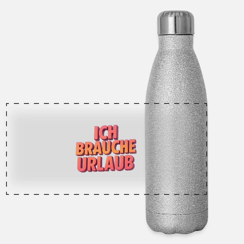 Ich brauche Urlaub 3D Schrift Panorama Glitzer Isolierflasche 500 ml