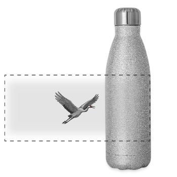 Kranich - Panorama Glitzer Isolierflasche 500 ml - Silber Glitzer - Vorne