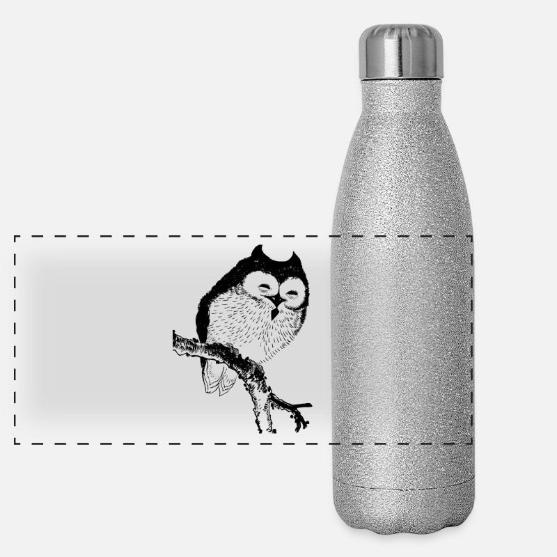 Eule Symbol Skizze Panorama Glitzer Isolierflasche 500 ml