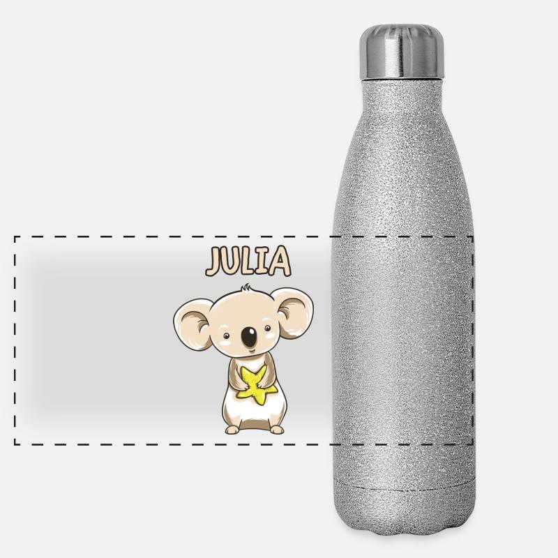 Koala lustig Kind Julia Geschenk Geburtstag Kopie Panorama Glitzer Isolierflasche 500 ml