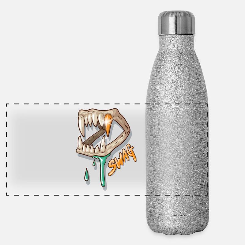swag Gebiss mit Goldzahn Panorama Glitzer Isolierflasche 500 ml