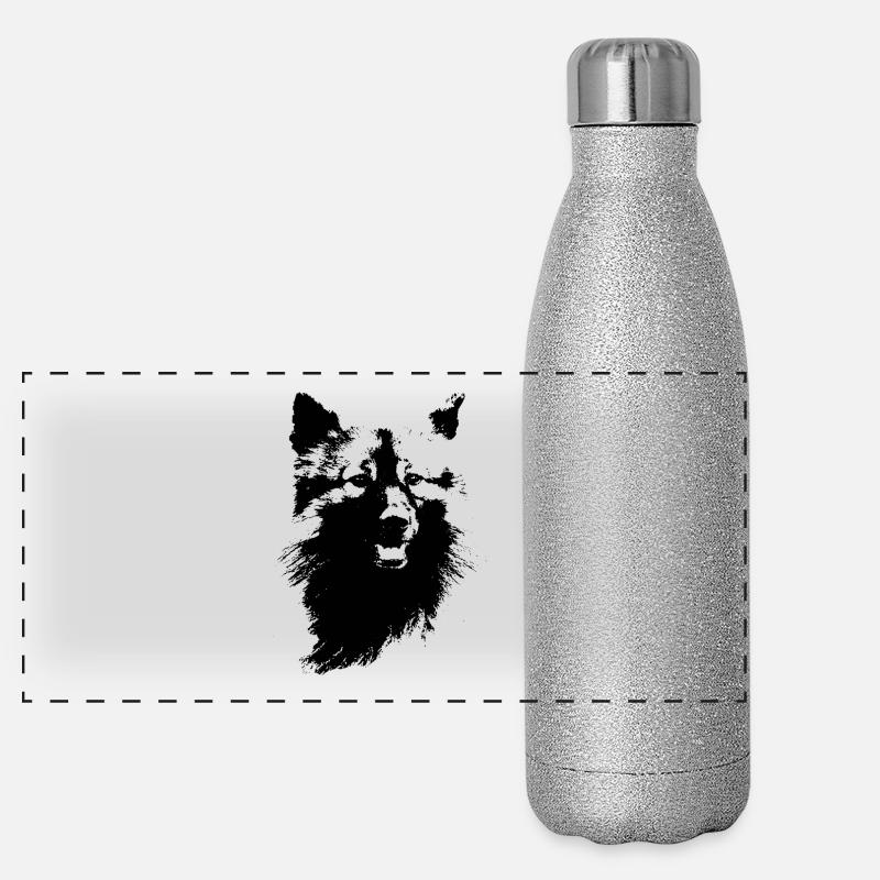 Wolfsspitz Kopf Panorama Glitzer Isolierflasche 500 ml