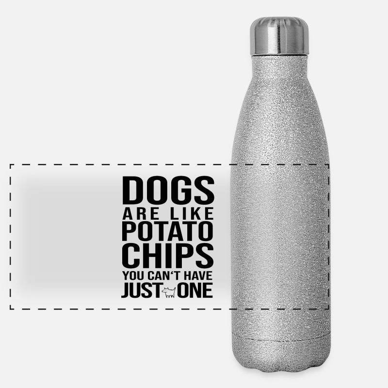 Hunde sind wie chips Hund Hündchen Hundefreund - Panorama Glitzer Isolierflasche 500 ml - Silber Glitzer