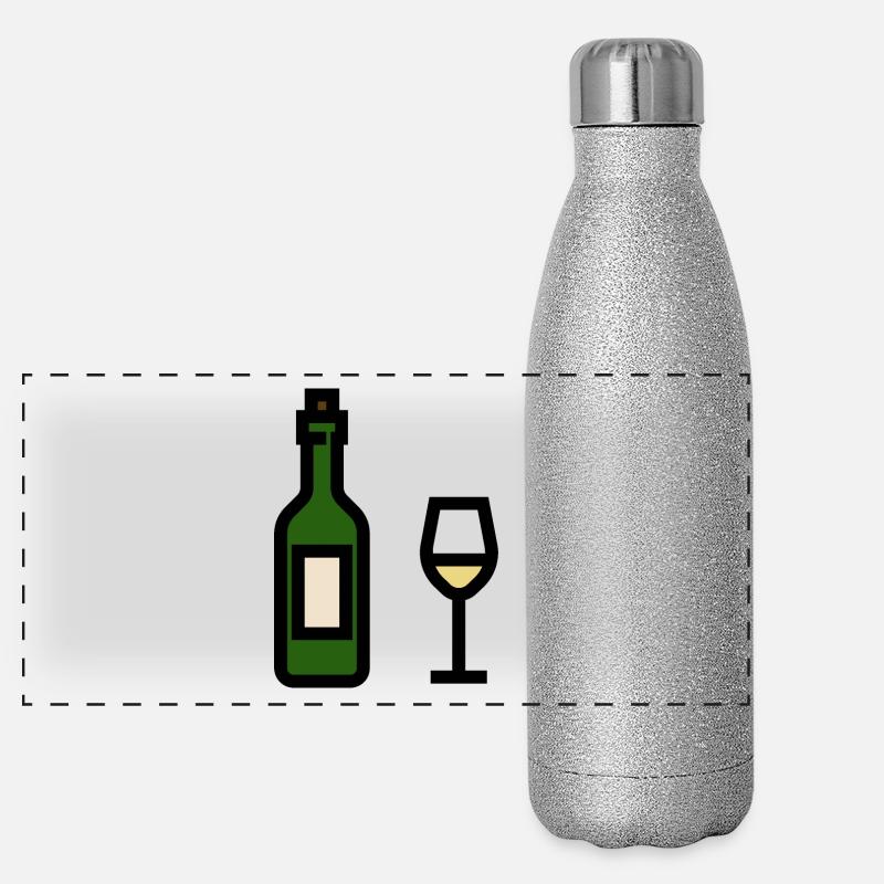 Verre à vin blanc avec une bouteille de vin blanc Gourde isotherme panoramique pailletée 500 ml